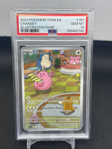 POKEMON - TWILIGHT MASQUERADE - CHANSEY - ILLUSTRATION RARE - #187 - PSA 10