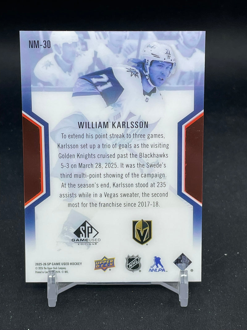 2025 UPPER DECK SP GAME USED - NHL MASTERS - W. KARLSSON - #NM-30 - #'D/299