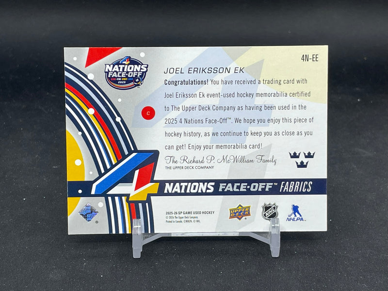 2025 UPPER DECK SP GAME USED - 4 NATIONS FACE-OFF FABRICS - J. ERIKSSON EK -
