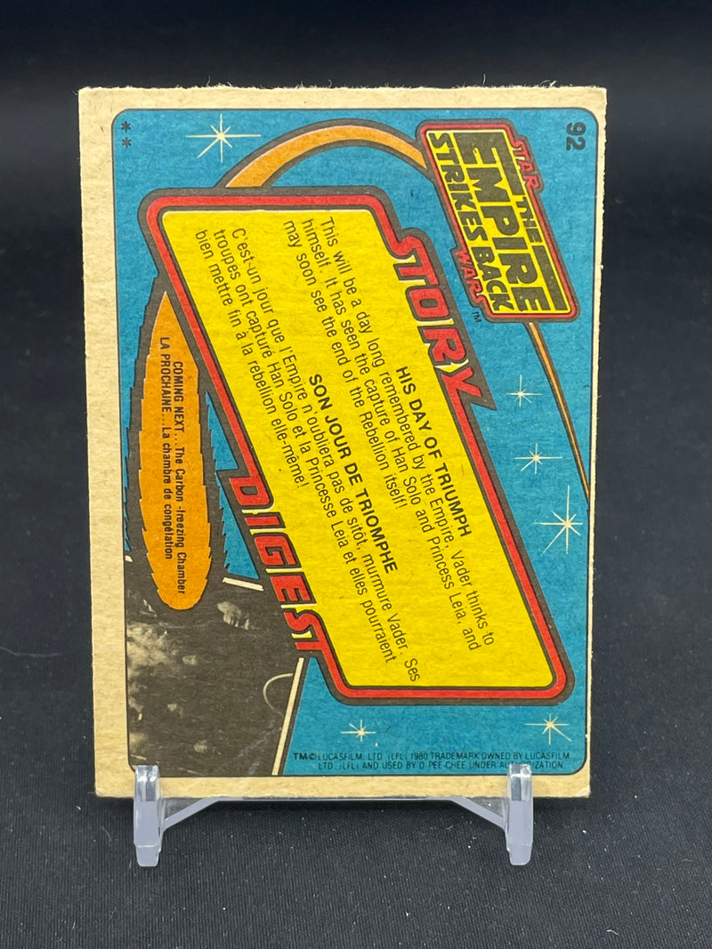 1980 O-PEE-CHEE STAR WARS THE EMPIRE STRIKES BACK - HIS DAY OF TRIUMPH -