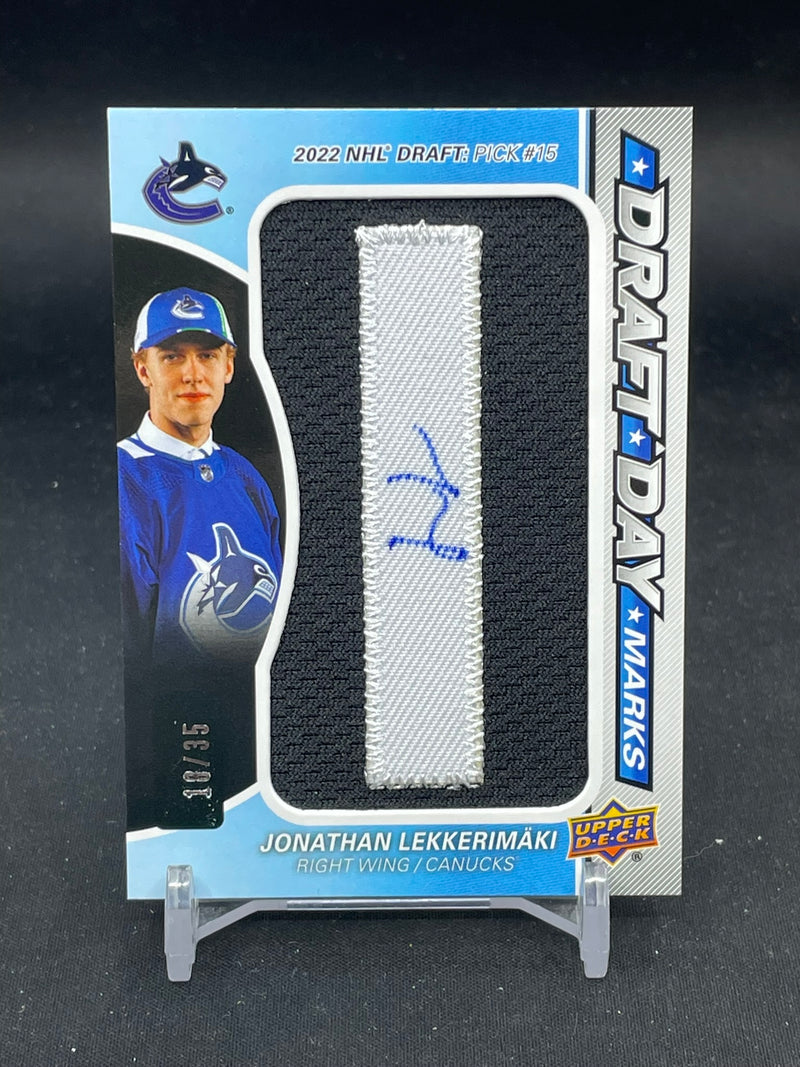 2025 UPPER DECK SP GAME USED - DRAFT DAY MARKS - J. LEKKERIMAKI - #DDM-JL - #'D/35 - RELIC - AUTOGRAPH