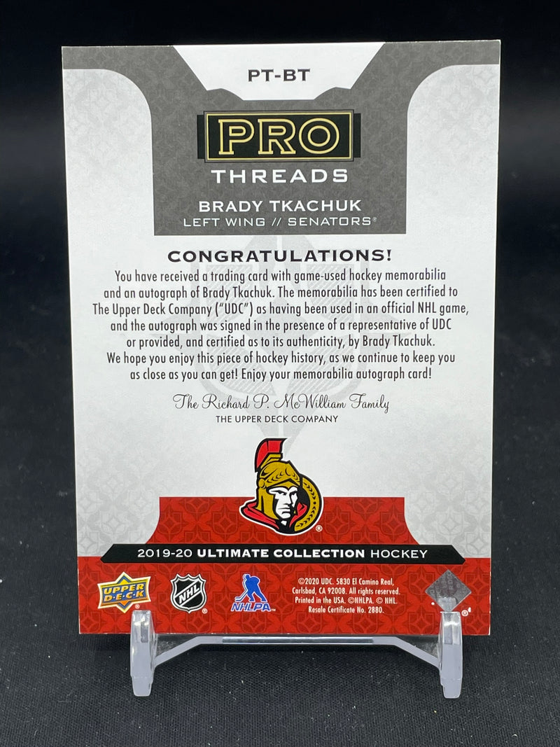2019 UPPER DECK ULTIMATE - PRO THREADS - B. TKACHUK - #PT-BT - #'D/49 - RELIC - AUTOGRAPH