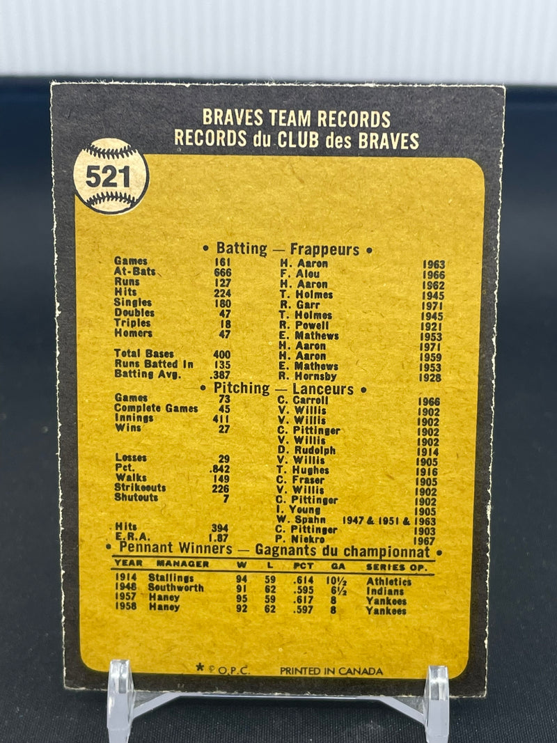 1973 O-PEE-CHEE - ATLANTA BRAVES -
