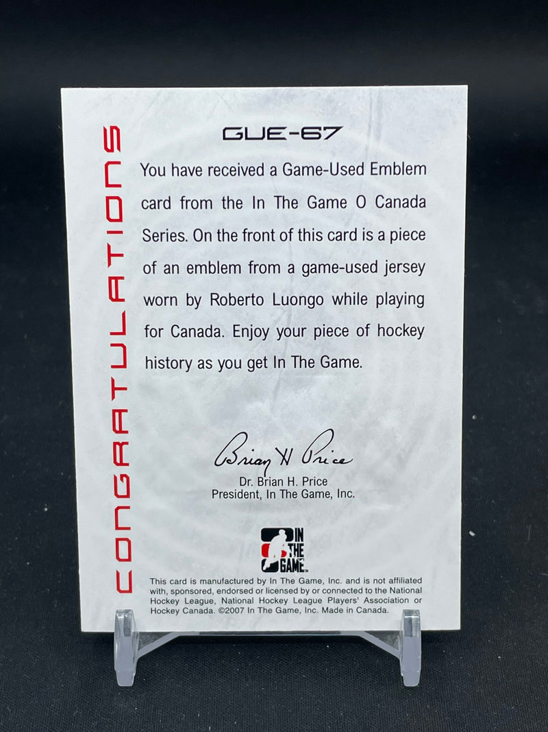 2007 IN THE GAME - GAME-USED EMBLEM - R. LUONGO -