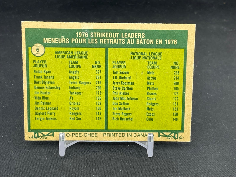 1977 O-PEE-CHEE - 1976 STRIKEOUT LEADERS - N. RYAN / T. SEAVER -