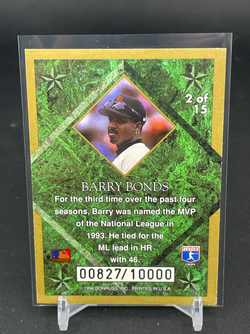 1994 DONRUSS - LEAF GOLD STARS - B. BONDS - #2 - #'D/10000