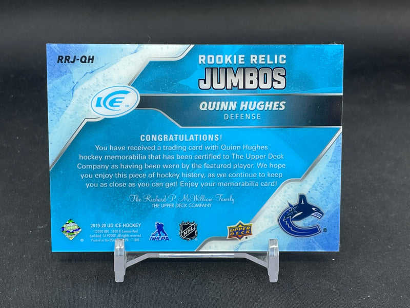 2019 UPPER DECK ICE - ROOKIE RELIC JUMBOS - Q. HUGHES - #RRJ-QH - #'D/199 - RELIC - RC