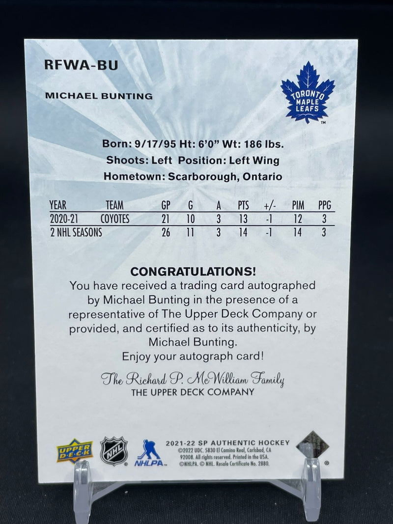 2021 UPPER DECK SP AUTHENTIC - RETRO FUTURE WATCH AUTO - M. BUNTING - #RFWA-BU - #'D/99 - AUTOGRAPH - RC