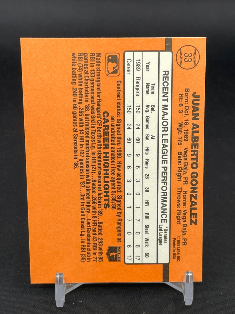 1990 DONRUSS - RATED ROOKIE - J. GONZALEZ -