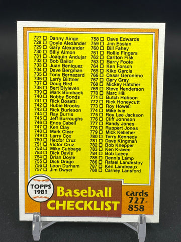 1981 TOPPS  CHECKLIST 727-585 - #858
