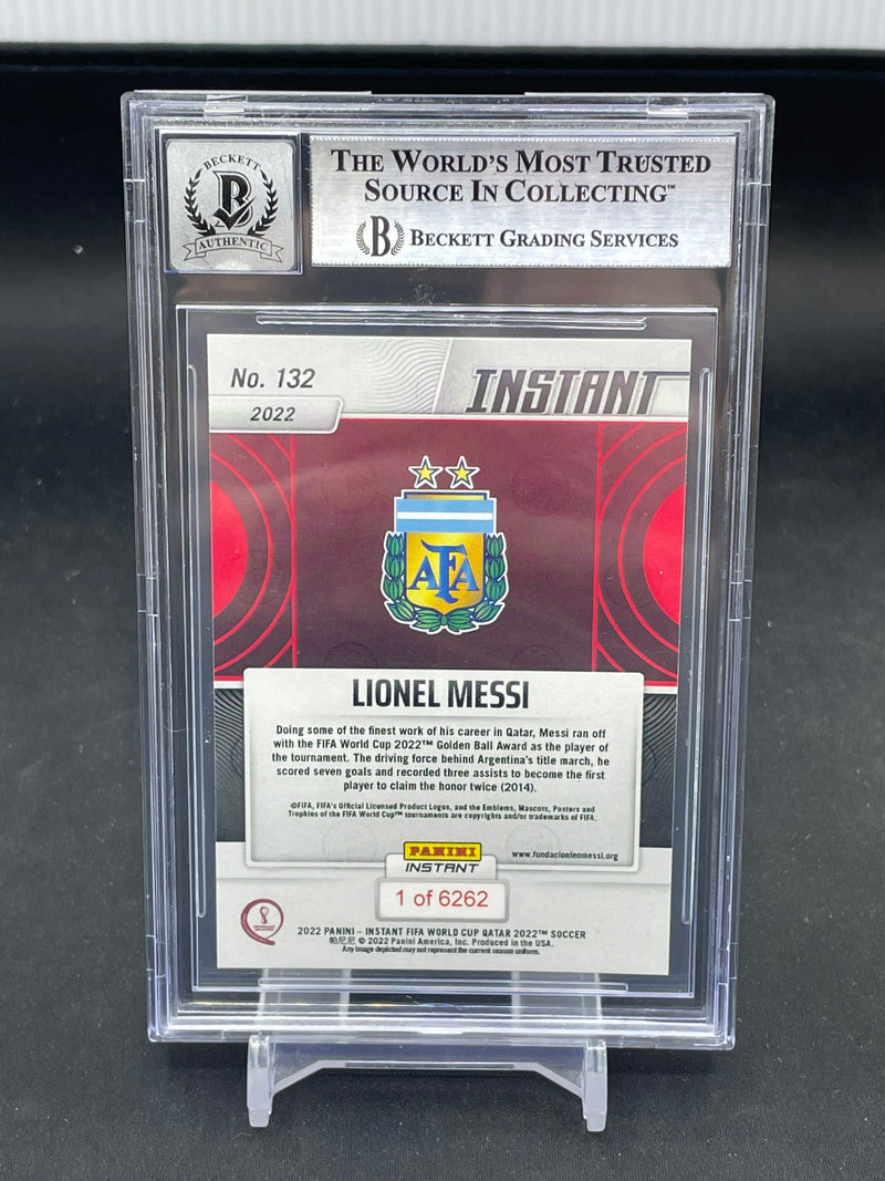 2022 PANINI INSTANT - FIFA WORLD CUP - L. MESSI - #132 - #'D/6262 - BGS 9 - AUTOGRAPH 10