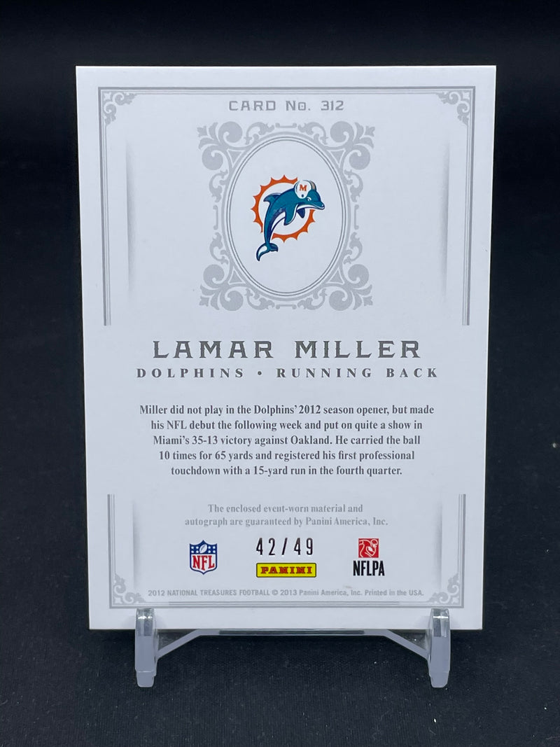 2012 PANINI NATIONAL TREASURES - ROOKIE - L. MILLER - #312 - #'D/49 - RELIC - AUTOGRAPH - RC