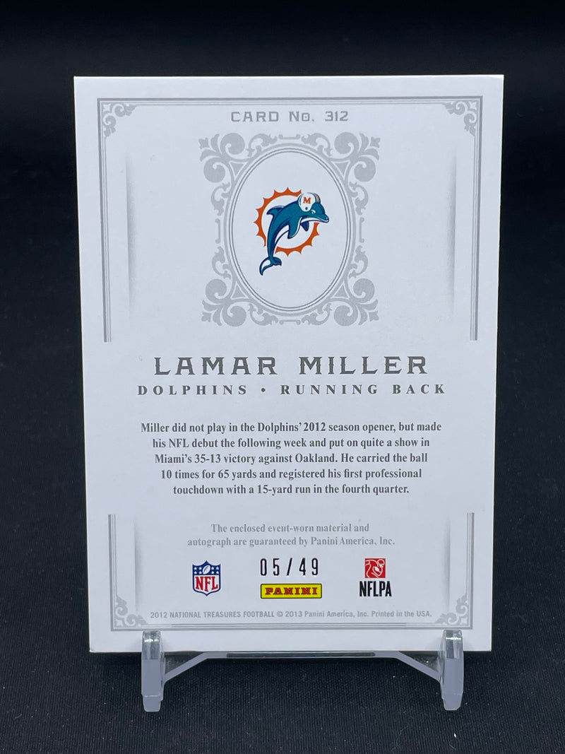 2012 PANINI NATIONAL TREASURES - ROOKIE - L. MILLER - #312 - #'D/49 - RELIC - AUTOGRAPH - RC