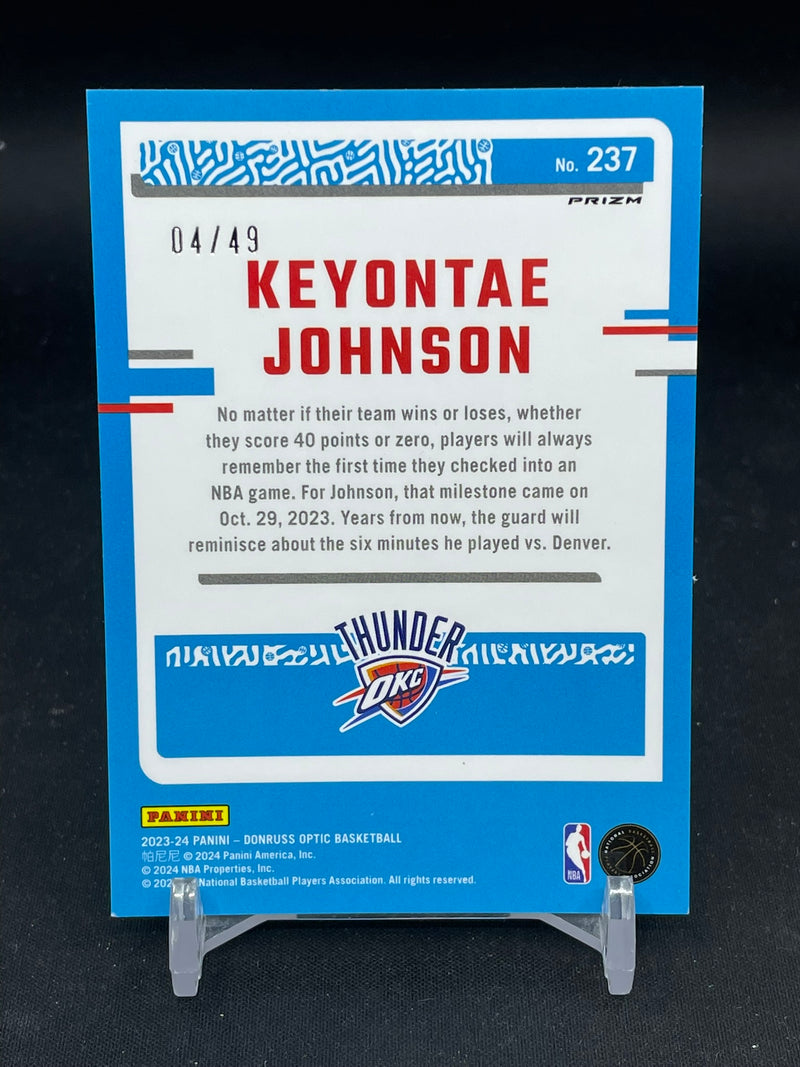 2023 PANINI DONRUSS OPTIC - GREEN VELOCITY - RATED ROOKIE - K. JOHNSON - #237 - #'D/49