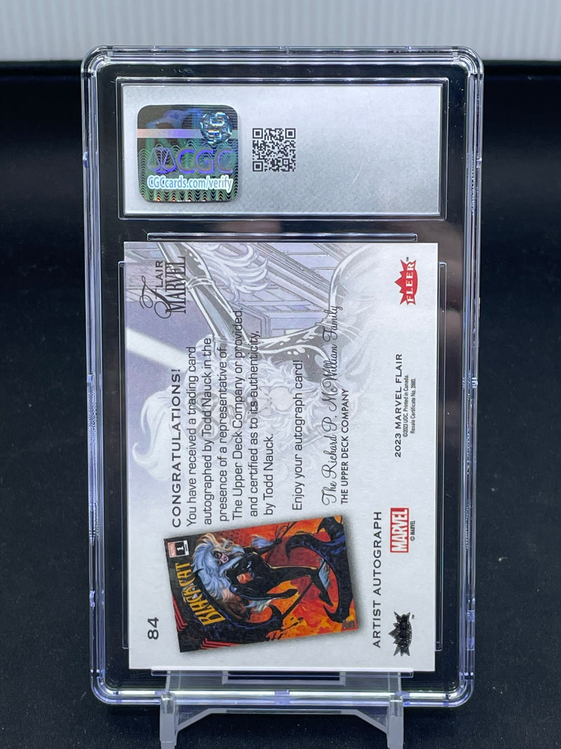 2024 UPPER DECK MARVEL FLAIR - ARTIST AUTO PARALLEL - BLACK CAT - #84 - #'D/33 - TODD NAUCK AUTOGRAPH - CGC 9.5