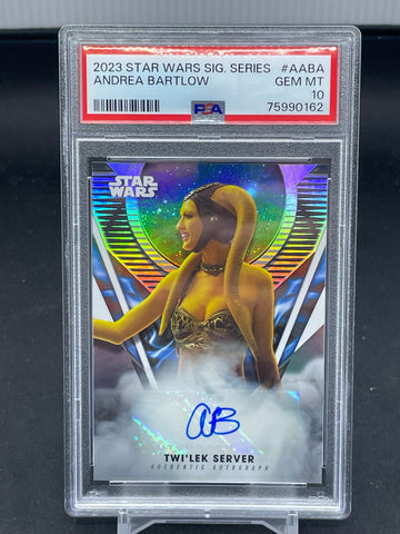 2023 TOPPS STAR WARS SIGNATURE SERIES - ANDREA BARTLOW / TWI'LEK SERVER - #AABA - AUTOGRAPH - PSA 10