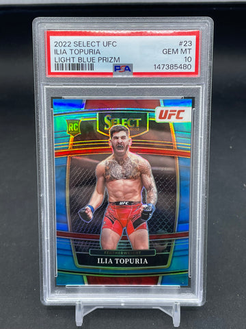 2022 PANINI SELECT UFC - LIGHT BLUE PRIZM - I. TOPURIA - #23 - #'D/199 - PSA 10 - RC