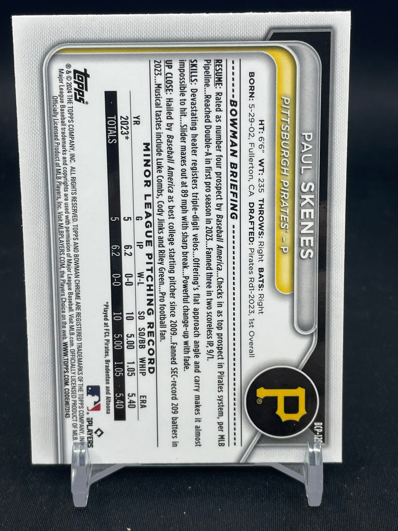 2024 TOPPS BOWMAN CHROME - AQUA SHIMMER - P. SKENES - #BCP-125 - #'D/125