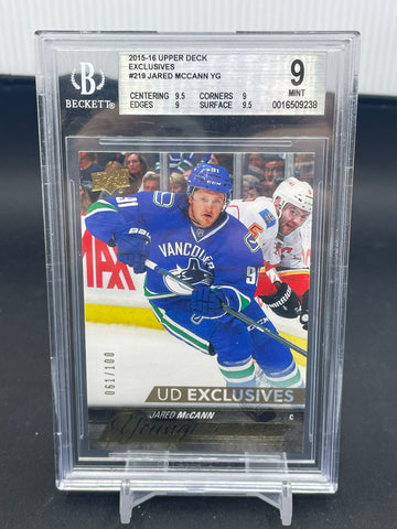 2015 UPPER DECK SERIES ONE - UD EXCLUSIVES - YOUNG GUNS - J. MCCANN - #219 - #'D/100 - BGS 9 - RC