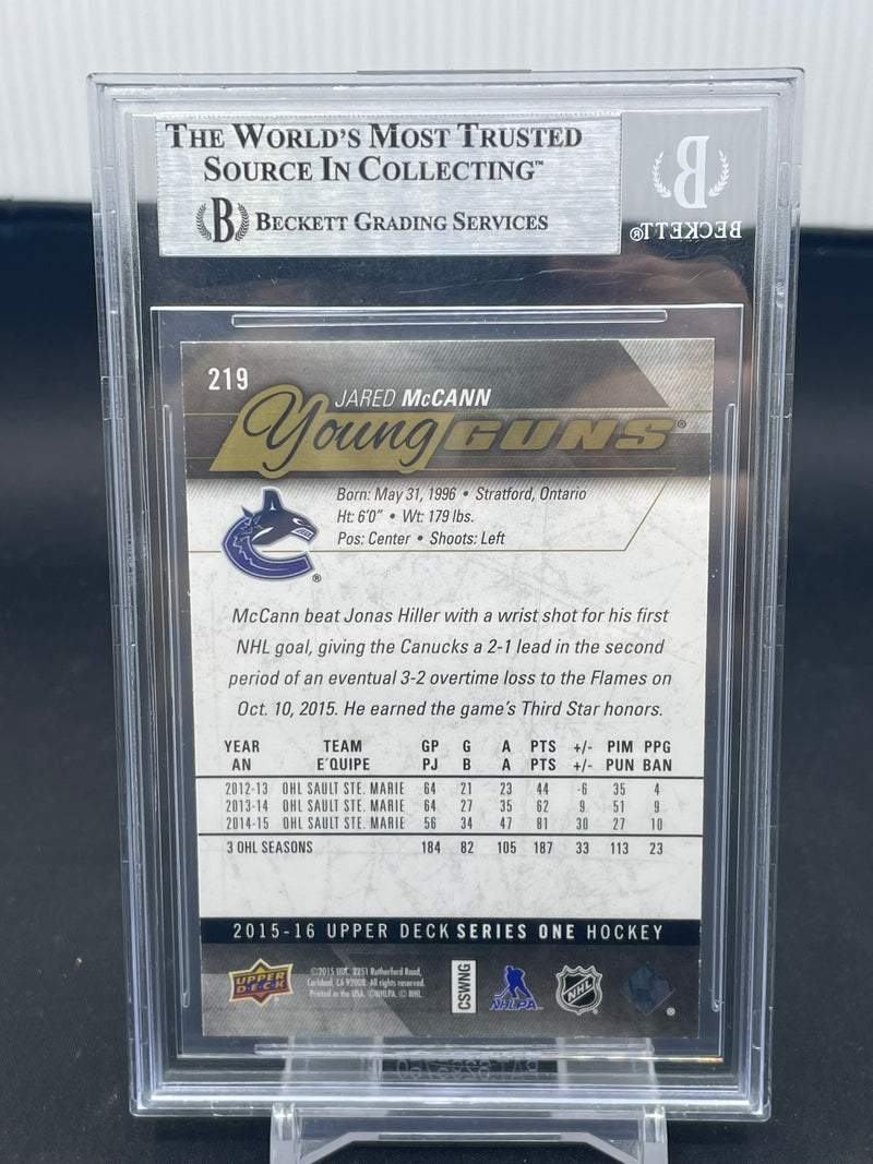 2015 UPPER DECK SERIES ONE - UD EXCLUSIVES - YOUNG GUNS - J. MCCANN - #219 - #'D/100 - BGS 9 - RC