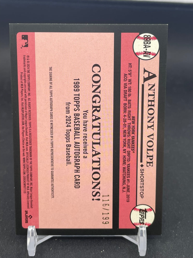 2024 TOPPS SERIES ONE - BLACK - 35TH ANNIVERSARY - A. VOLPE - #89BA-AV - #'D/199 - AUTOGRAPH