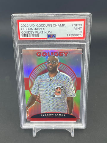 2022 UPPER DECK GOODWIN CHAMPIONS - GOUDEY PLATINUM - RAINBOW RED - L. JAMES - #GP33 - PSA 9