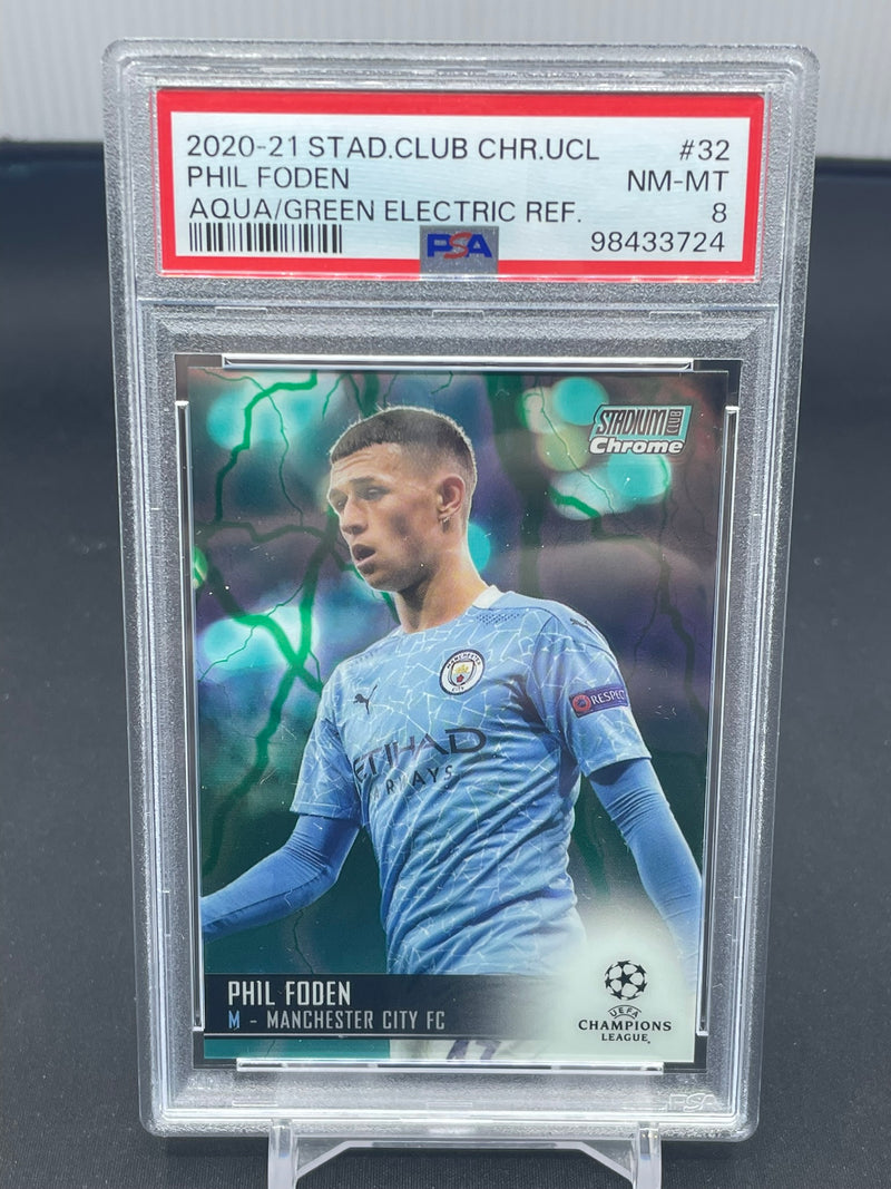 2020 TOPPS STADIUM CLUB CHROME - AQUA/GREEN ELECTRIC REFRACTOR - P. FODEN - #32 - #'D/150 - PSA 8