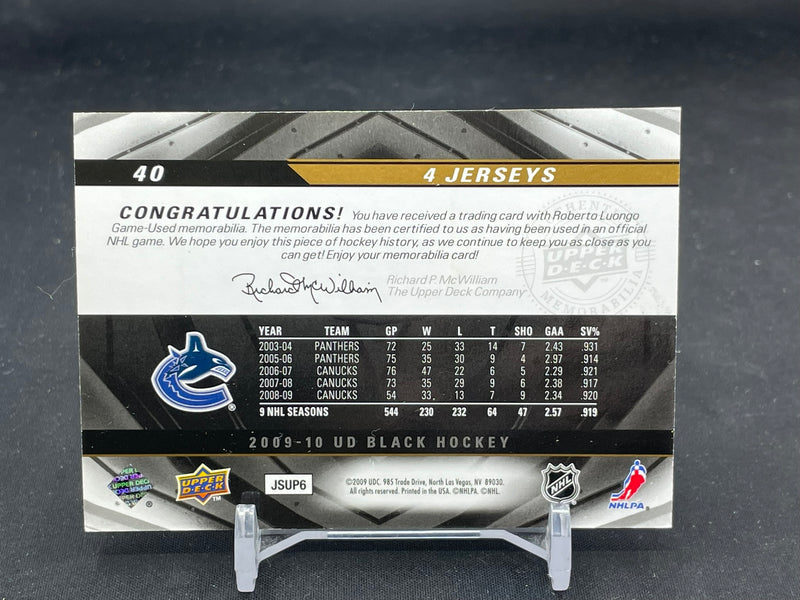 2009 UPPER DECK BLACK - 4 JERSEYS - R. LUONGO - #40 - #'D/99 - QUAD RELIC