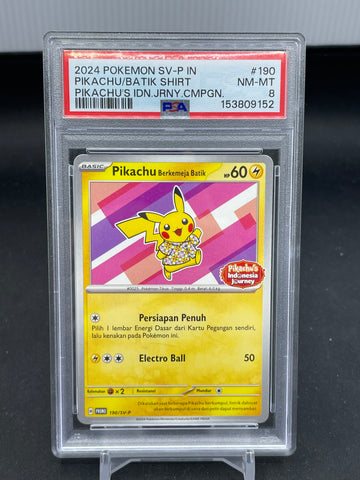 POKEMON - INDONESIAN JOURNEY CAMPAIGN - PIKACHU BERKEMEJA BATIK - #190 - PSA 8