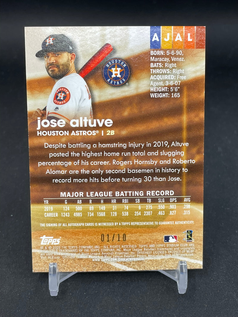 2020 TOPPS STADIUM CLUB - RAINBOW FOIL - J. ALTUVE - #AJAL - #'D/10 - AUTOGRAPH