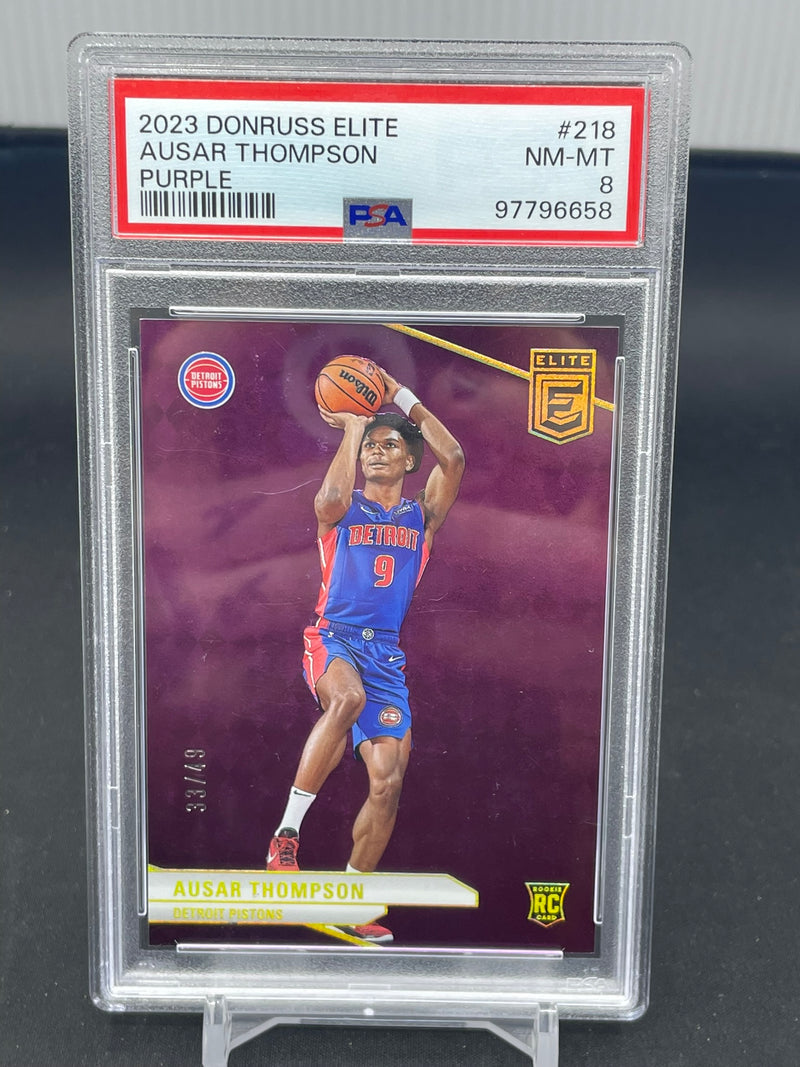 2023 PANINI DONRUSS ELITE - PURPLE - A. THOMPSON - #218 - #'D/49 - PSA 8 - RC