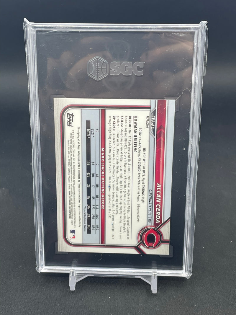 2022 TOPPS BOWMAN CHROME - 1ST BOWMAN REFRACTOR - A. CERDA - #CPA-AC - #'D/499 - SGC 9 - AUTO GRADE 10