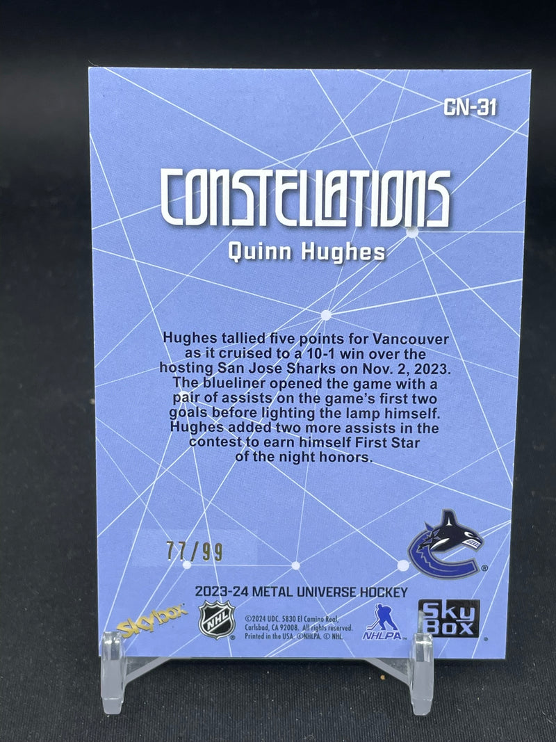 2023 UPPER DECK METAL UNIVERSE SKYBOX - GOLD - CONSTELLATIONS - Q. HUGHES - #CN-31 - #'D/99
