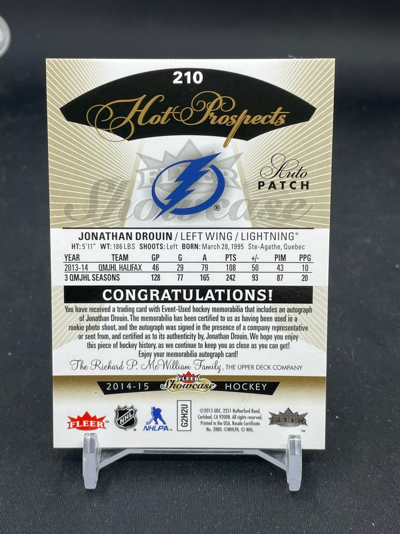 2014 FLEER SHOWCASE - HOT PROSPECTS - J. DROUIN - #210 - #'D/175 - RELIC - AUTOGRAPH - RC
