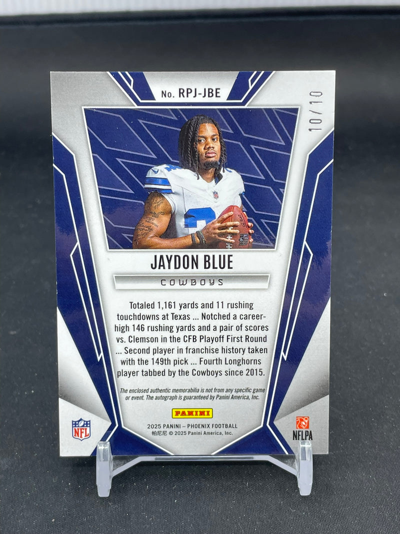 2025 PANINI PHOENIX - GOLD - ROOKIE PHENOM - J. BLUE - #RPJ-JBE - #'D/10 - RELIC - AUTOGRAPH - RC