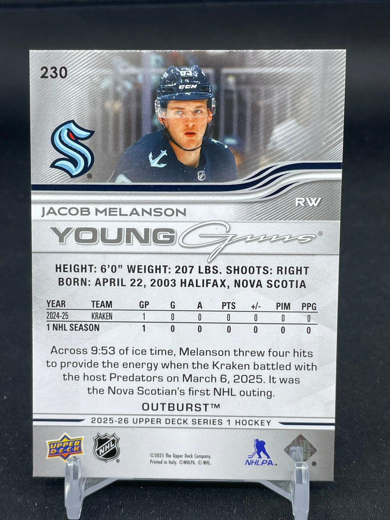 2025 UPPER DECK SERIES ONE - OUTBURST - YOUNG GUNS - J. MELANSON -