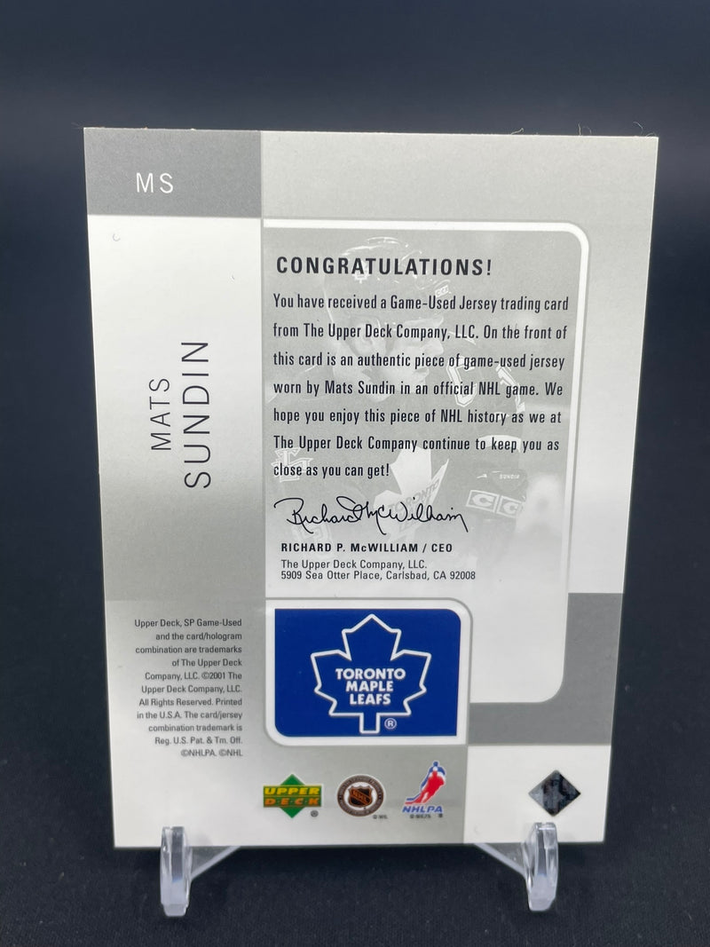2001 UPPER DECK SP GAME USED - TOOLS OF THE GAME - M. SUNDIN -