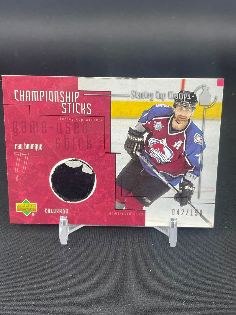 2001 UPPER DECK STANLEY CUP CHAMPS - CHAMPIONSHIP STICKS - R. BOURQUE - #S-RB - #'D/150 - STICK RELIC