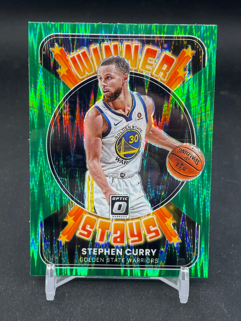 2021 PANINI DONRUSS OPTIC - GREEN SHOCK PRIZM - WINNER STAYS - S. CURRY -