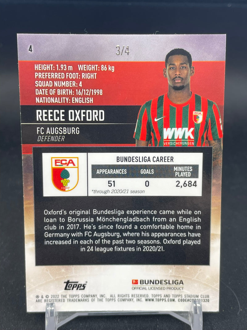 2021 TOPPS STADIUM CLUB CHROME - RED/ORANGE ELECTRIC CHARGE REFRACTOR - R. OXFORD - #4 - #'D/4