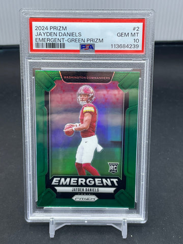 2024 PANINI PRIZM - GREEN PRIZM - EMERGENT - J. DANIELS - #2 - PSA 10 - RC