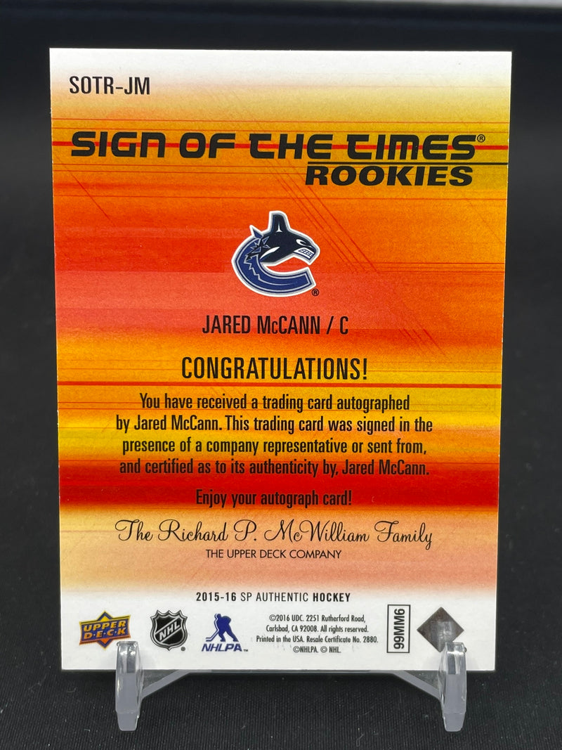 2015 UPPER DECK SP AUTHENTIC - SIGN OF THE TIMES ROOKIES - J. MCCANN - #SOTR-JM - #'D/299 - AUTOGRAPH - RC