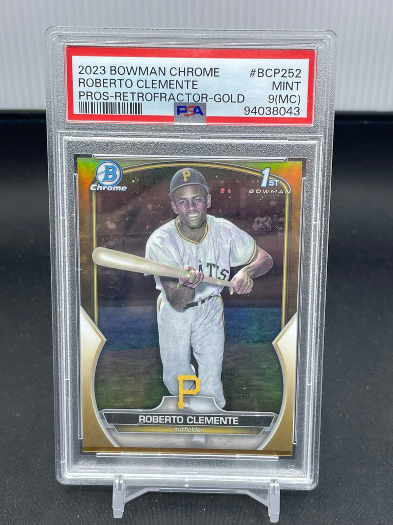 2023 TOPPS BOWMAN CHROME - GOLD - RETROFRACTOR - 1ST BOWMAN - R. CLEMENTE - #BCP252 - #'D/50 - PSA 9(MC)