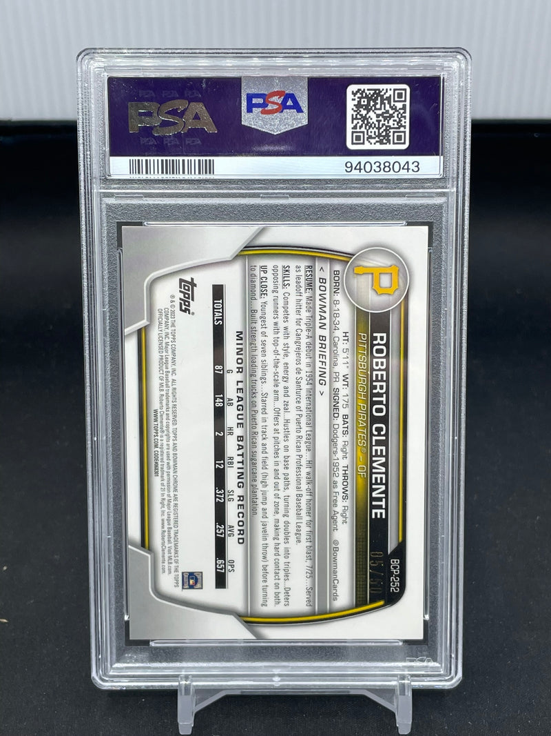 2023 TOPPS BOWMAN CHROME - GOLD - RETROFRACTOR - 1ST BOWMAN - R. CLEMENTE - #BCP252 - #'D/50 - PSA 9(MC)