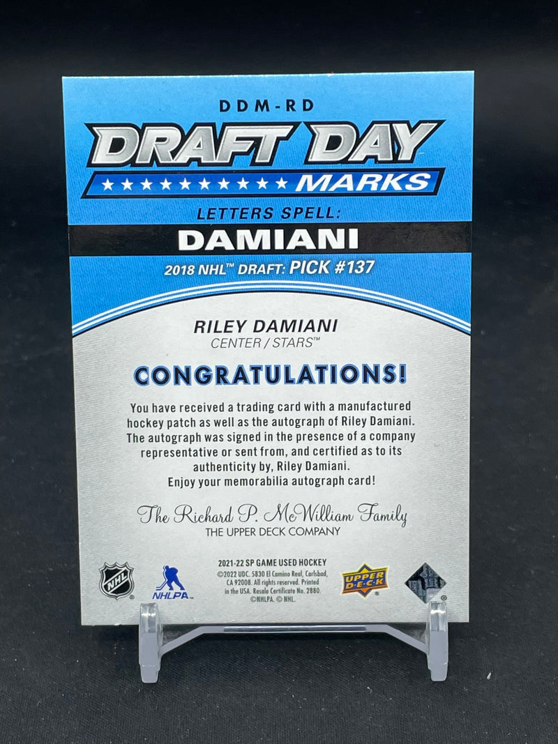 2021 UPPER DECK SP GAME USED - DRAFT DAY MARKS - R. DAMIANI - #DDM-RD - #'D/35 - RELIC - AUTOGRAPH