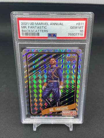 2021 UPPER DECK MARVEL ANNUAL - BACKSCATTERS - MR. FANTASTIC - #B11 - PSA 10