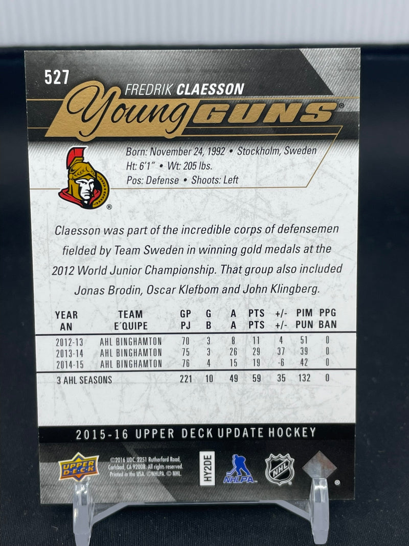 2015 UPPER DECK UPDATE - UD EXCLUSIVES - YOUNG GUNS - F. CLAESSON - #527 - #'D/100 - RC