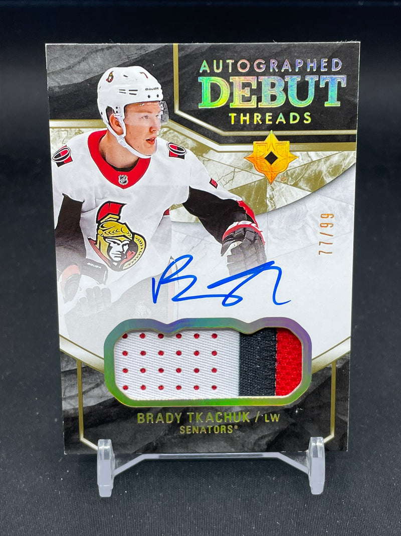 2018 UPPER DECK ULTIMATE - AUTOGRAPHED DEBUT THREADS - B. TKACHUK - #DTA-BT - #'D/99 - RELIC - AUTOGRAPH  - RC
