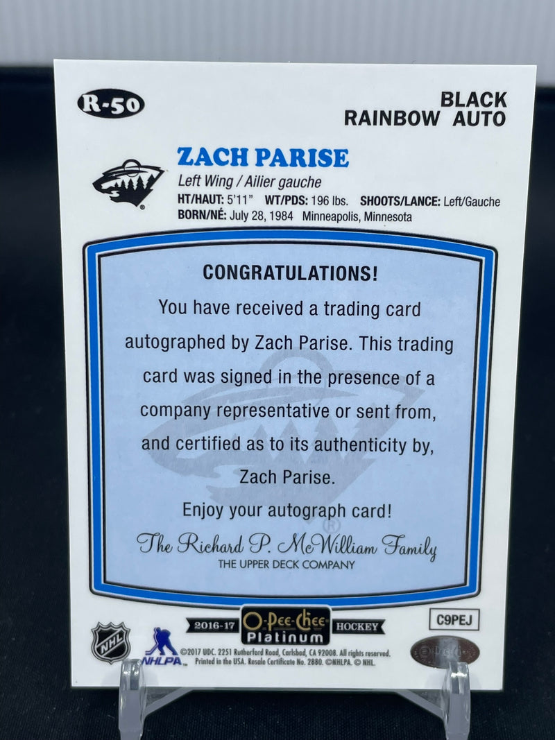 2016 UPPER DECK O-PEE-CHEE PLATINUM - BLACK RAINBOW AUTO - Z. PARISE -