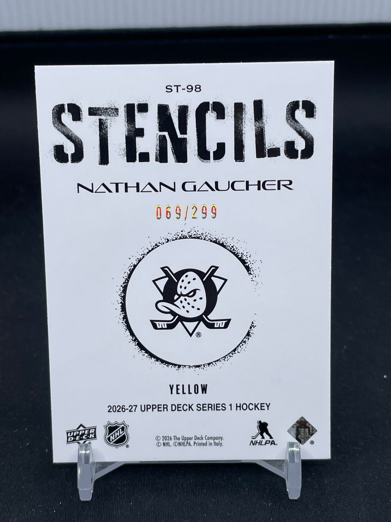 2026 UPPER DECK SERIES ONE - YELLOW - STENCILS - N. GAUCHER - #ST-98 - #'D/299